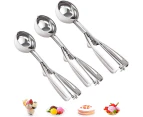 3Pcs Ice Cream Scoop Set Stainless Steel Spoon Melon Baller Small Middle Large