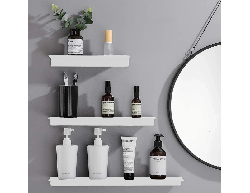 Wall Mount Floating Shelf Brackets Towel Rail Rack Display Shelves Bathroom White - 40 x 12 x 3.3cm