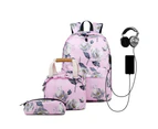 3 Piece School Backpack Lunch Bag Pencil Pouch for Teens Pink