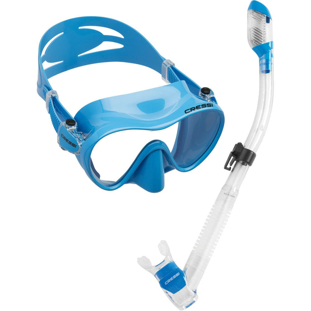 Cressi F1 Mask + Dry Snorkel MS Set - Blue