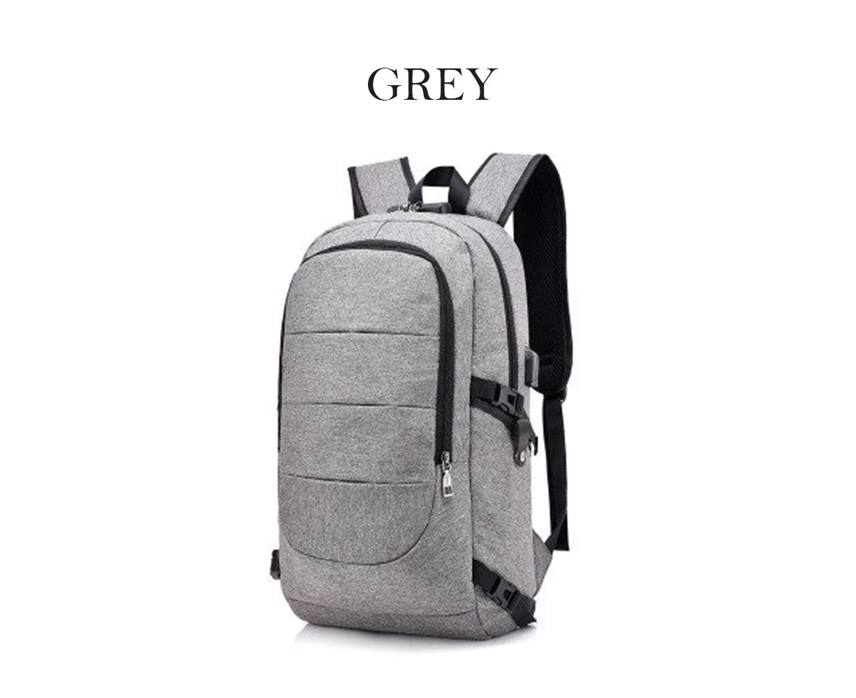 Anti-theft Waterproof Laptop Backpack with USB Port - Grey