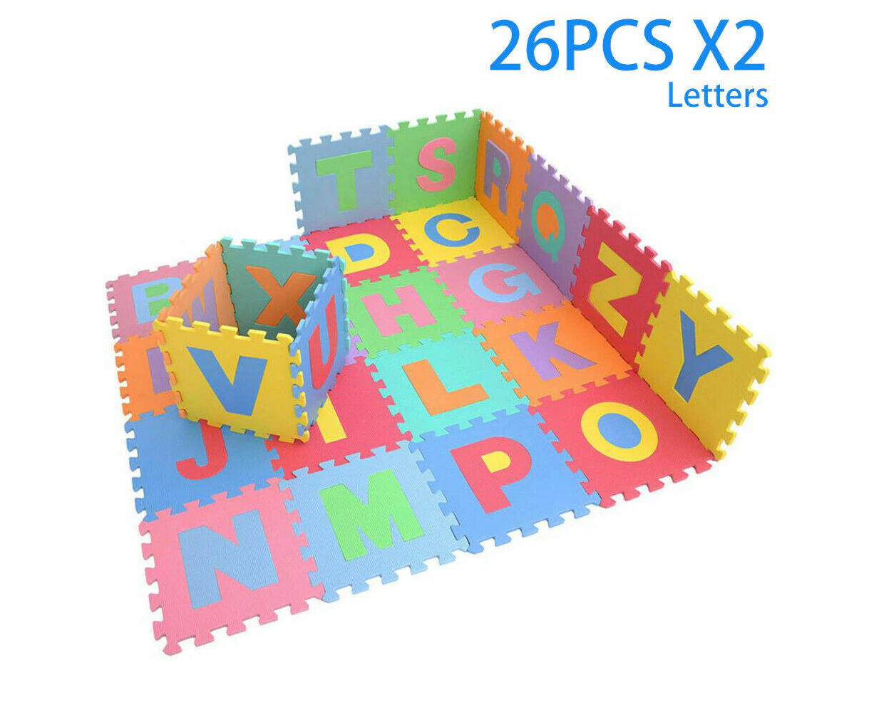 26/36 Pcs EVA Foam Floor Mat Kids Baby Alphabet Number Interlocking 30X30CM - 26 PCSX2