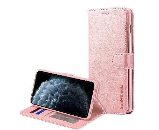 For Apple iPhone 11 Case, SupRShield Wallet Leather Flip Magnetic Stand Case Cover For Apple (Rose Gold)