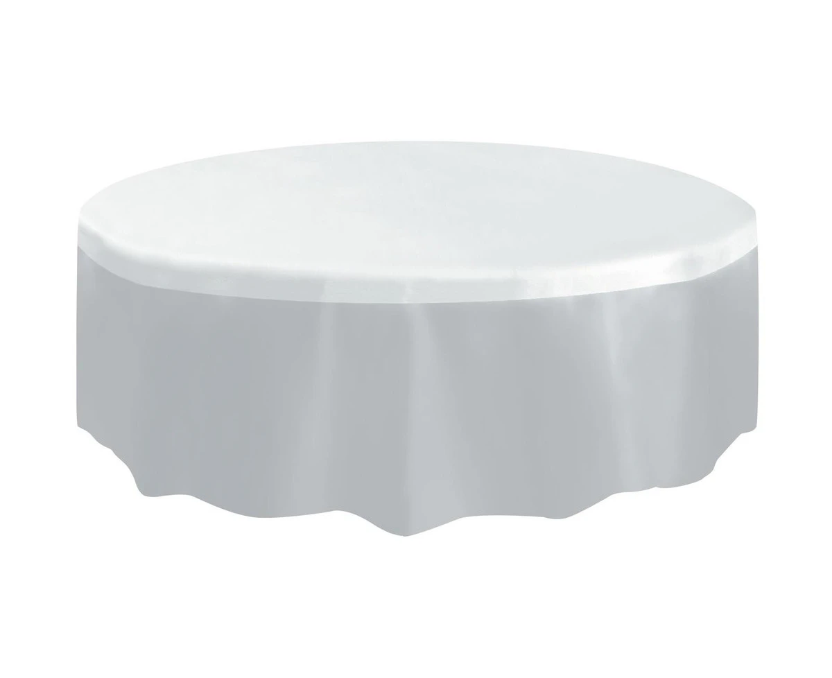 Round Wedding Party Tablecover Table Cover Cloth Plastic Tablecloth Birthday 84" 213cm - Clear