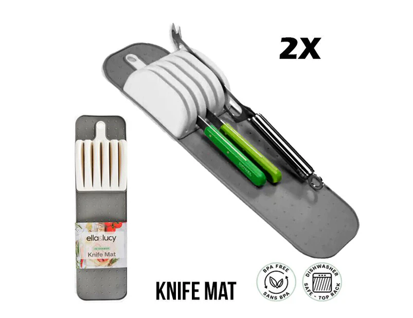 2X In-Drawer Knife Mat For 5 Knives Kitchen Storage & Organisation