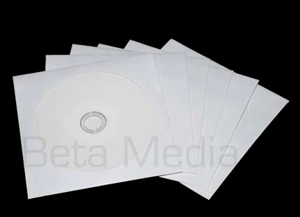 500 Paper CD / DVD / Blu-ray BDR Sleeves - White Envelopes Plastic Window 100GSM