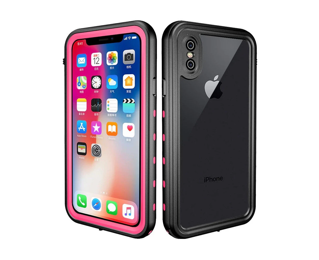 iPhone X / XS Shellbox Extreme Waterproof Clear Dot Case - Pink