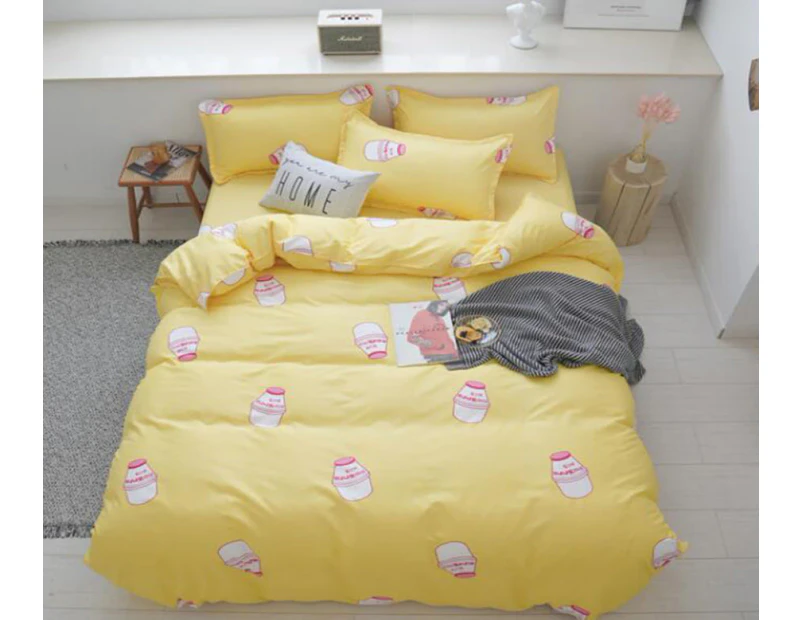 3D Yellow Bottom Yakult 12130 Quilt Cover Set Bedding Set Pillowcases Duvet Cover KING SINGLE DOUBLE QUEEN KING