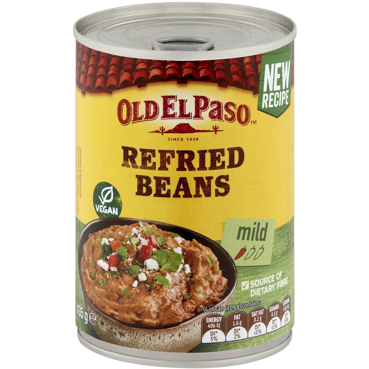 Old El Paso Refried Brown Mashed Beans Mexican Can 425g