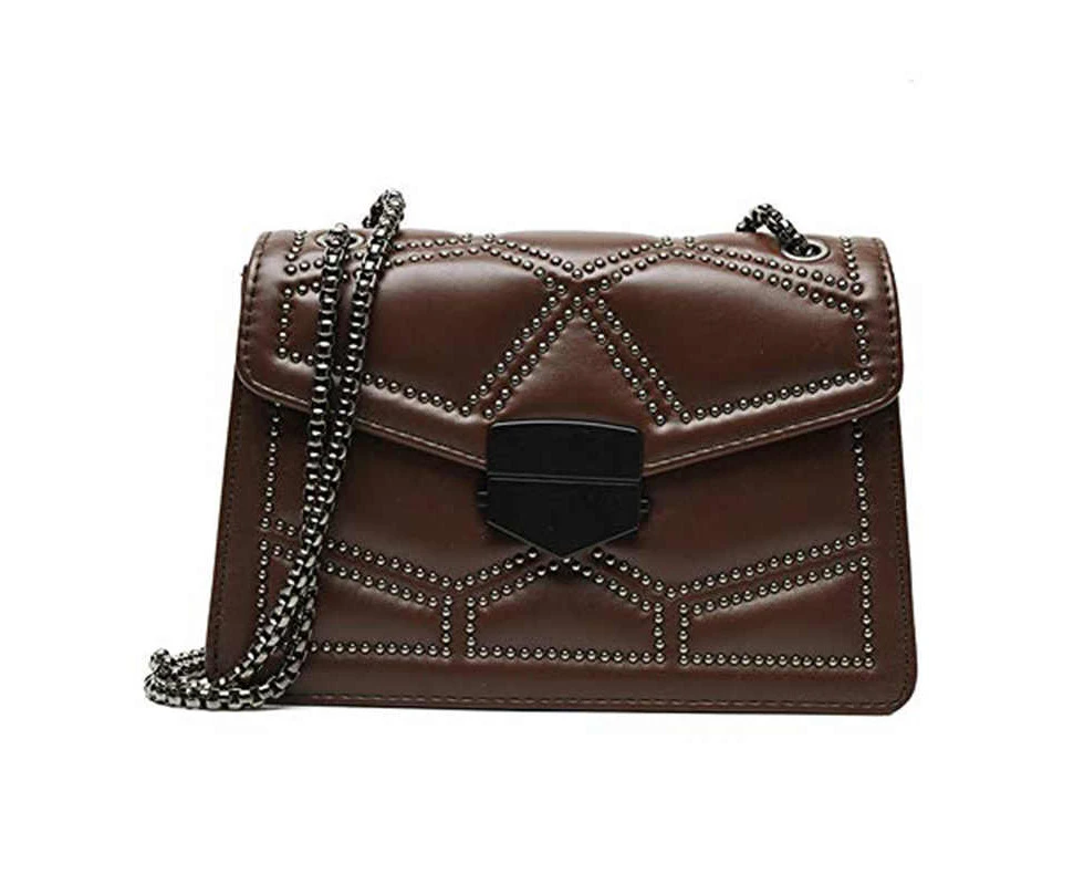 Nevenka Small Shoulder Chain Bag Ladies Square Crossbody Bag-Coffee