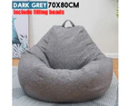 70x80cm Kids Bean Bag Couch Chairs Single Sofa Cover Home Indoor Furniture Dark Grey