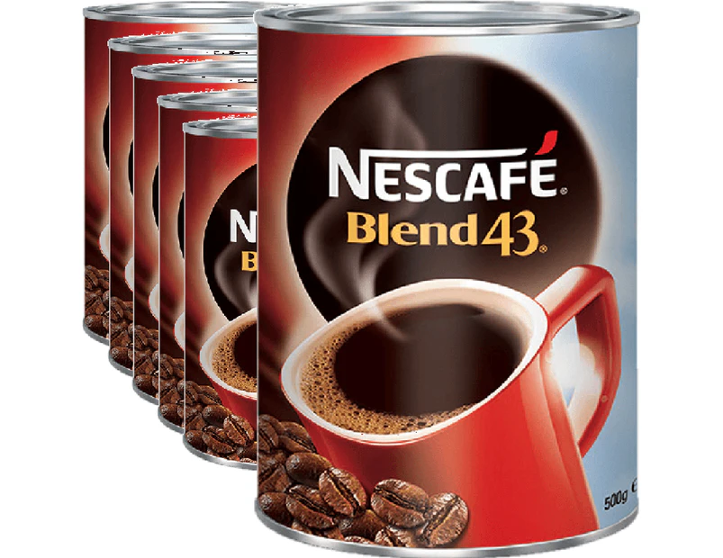 Nescafe Blend 43 Instant Coffee 500g Can Pack 6 Bulk