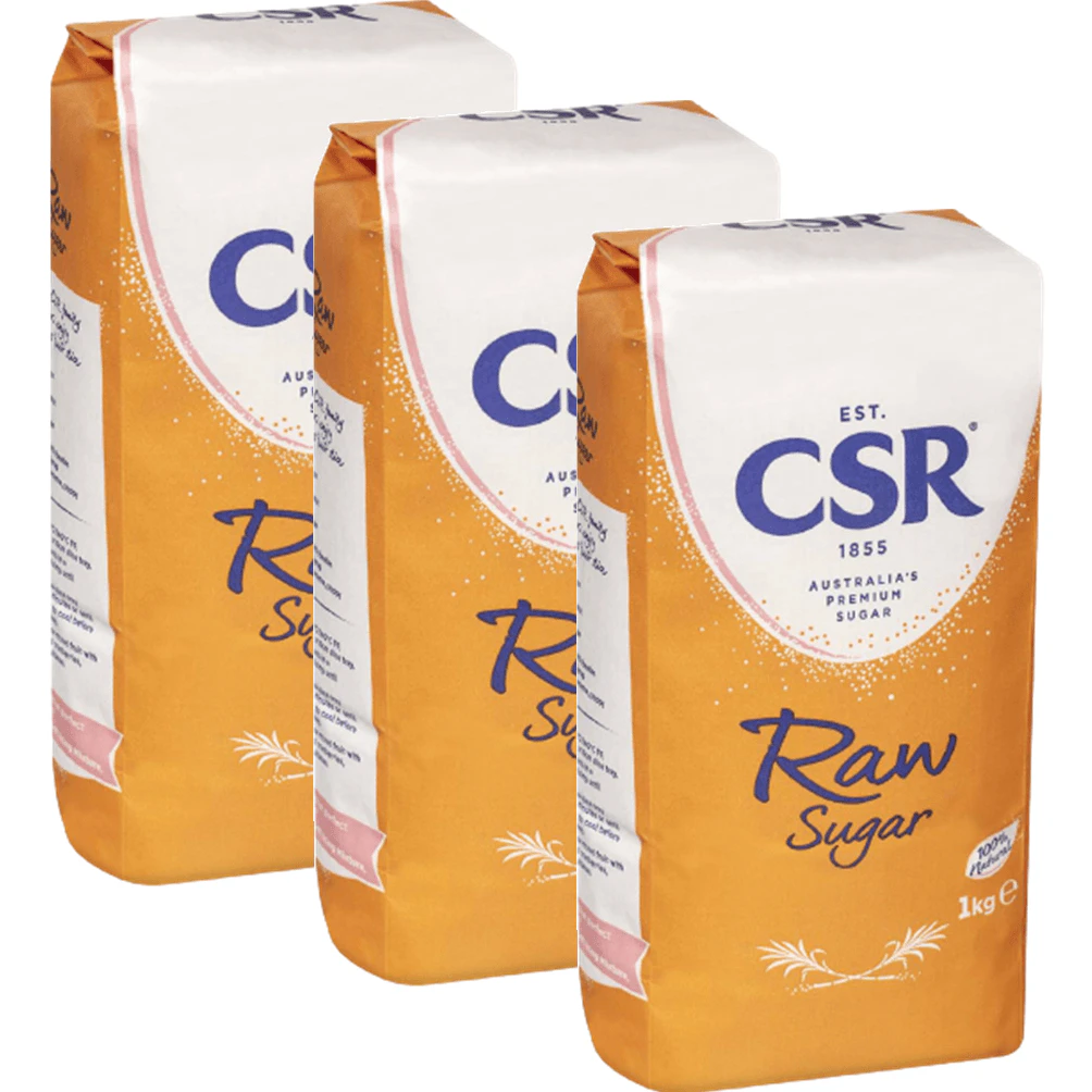 Csr Raw Sugar 1kg Bags 3 Pack Bulk