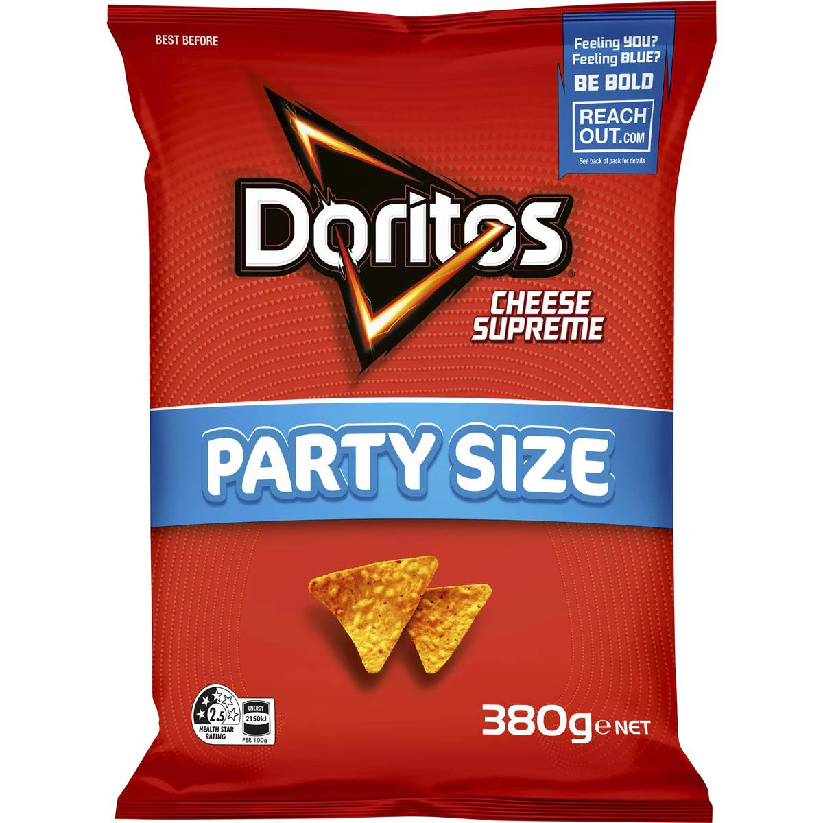 Doritos Corn Chips Cheese Supreme Large Party Size 380g