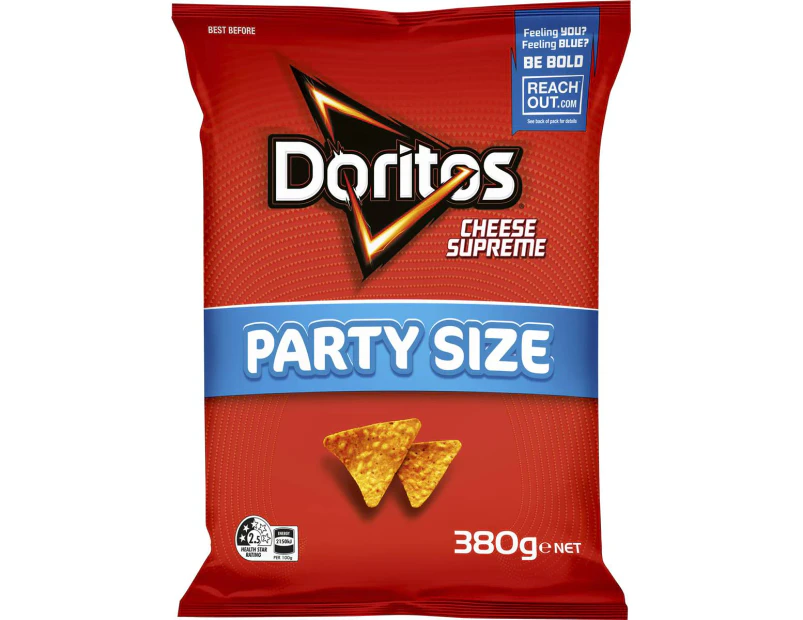 Doritos Corn Chips Cheese Supreme Large Party Size 380g