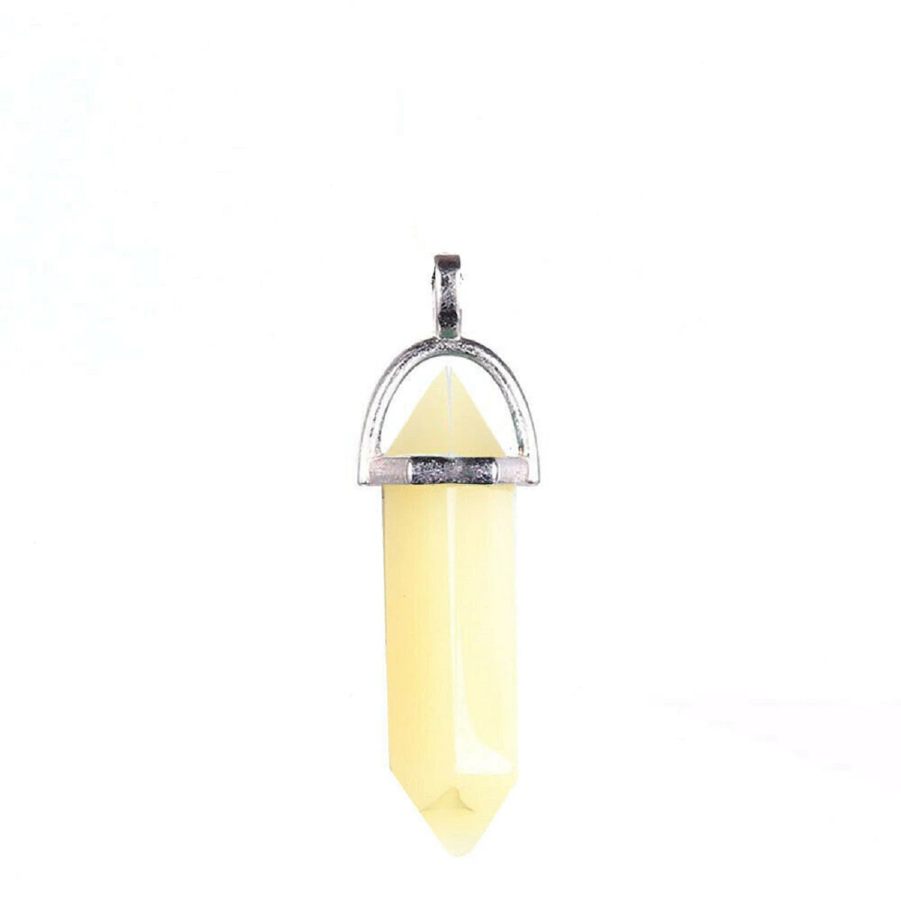 Gemstone Pendant Necklace Natural Quartz Crystal Point Chakra Healing Lemon Jade