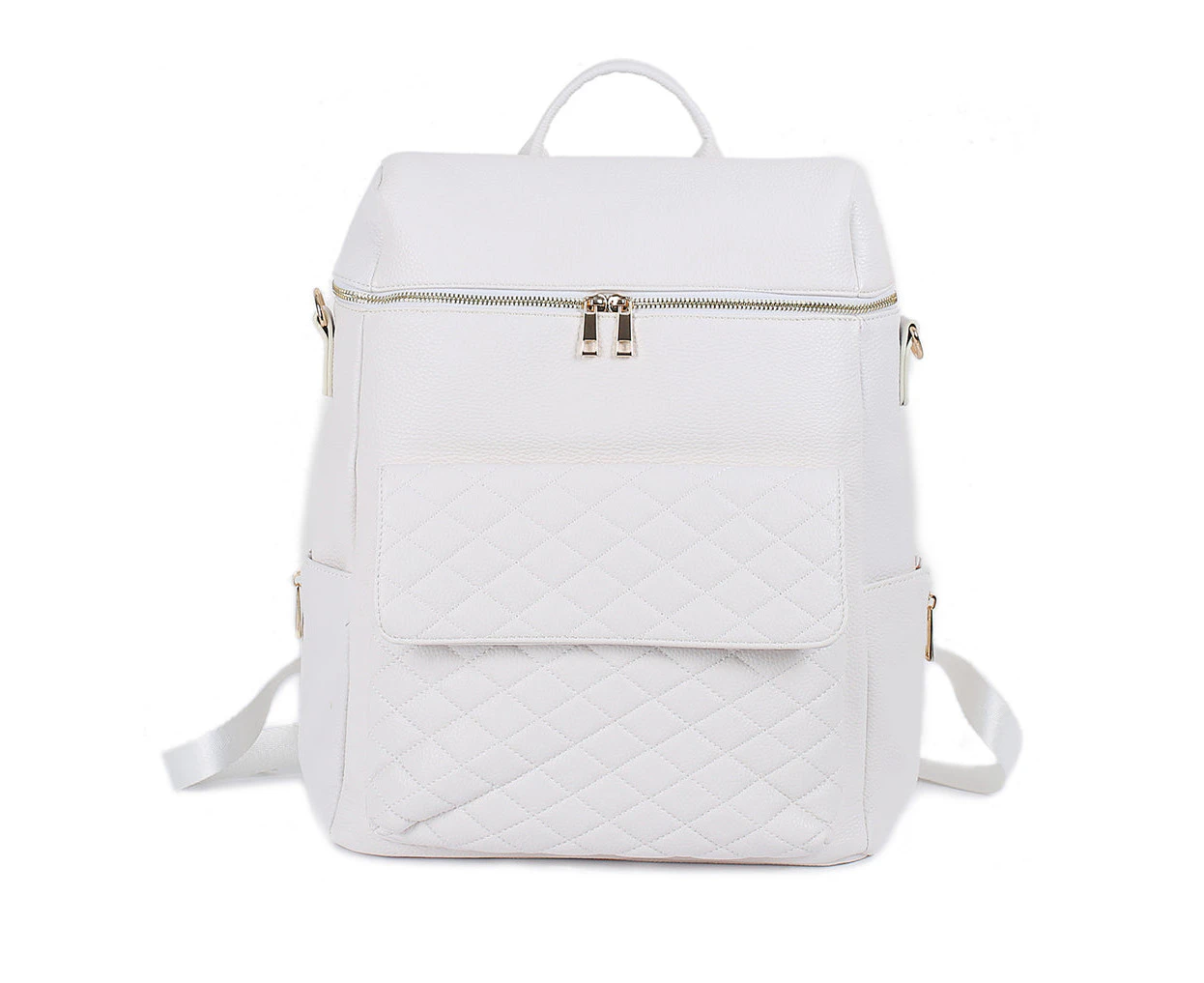 Premium Pu Leather Diaper Monaco Bag backpack (Nappy Bag) with changing pad(White)