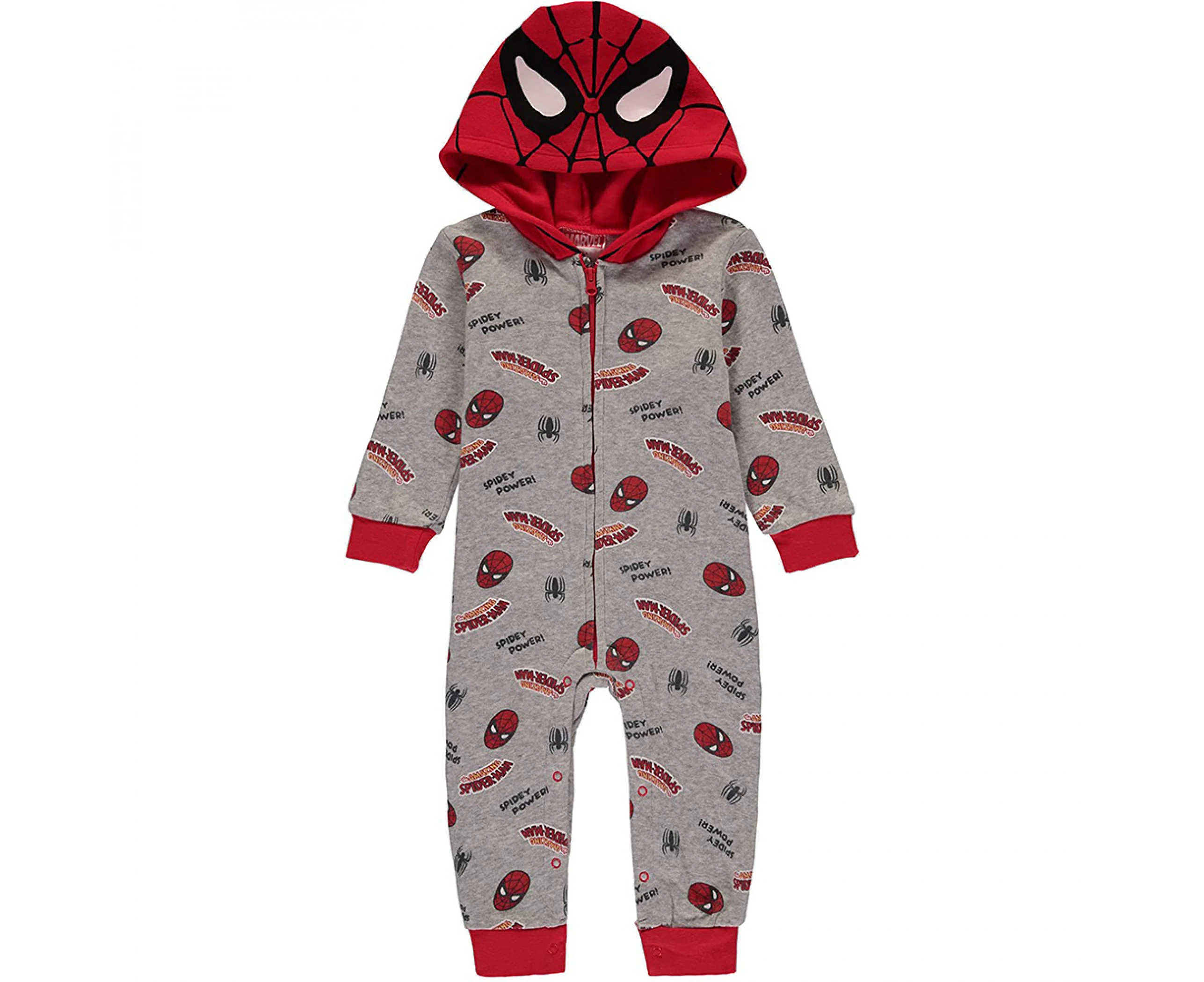 Marvel Spider-Man Heads and Text Hooded Romper