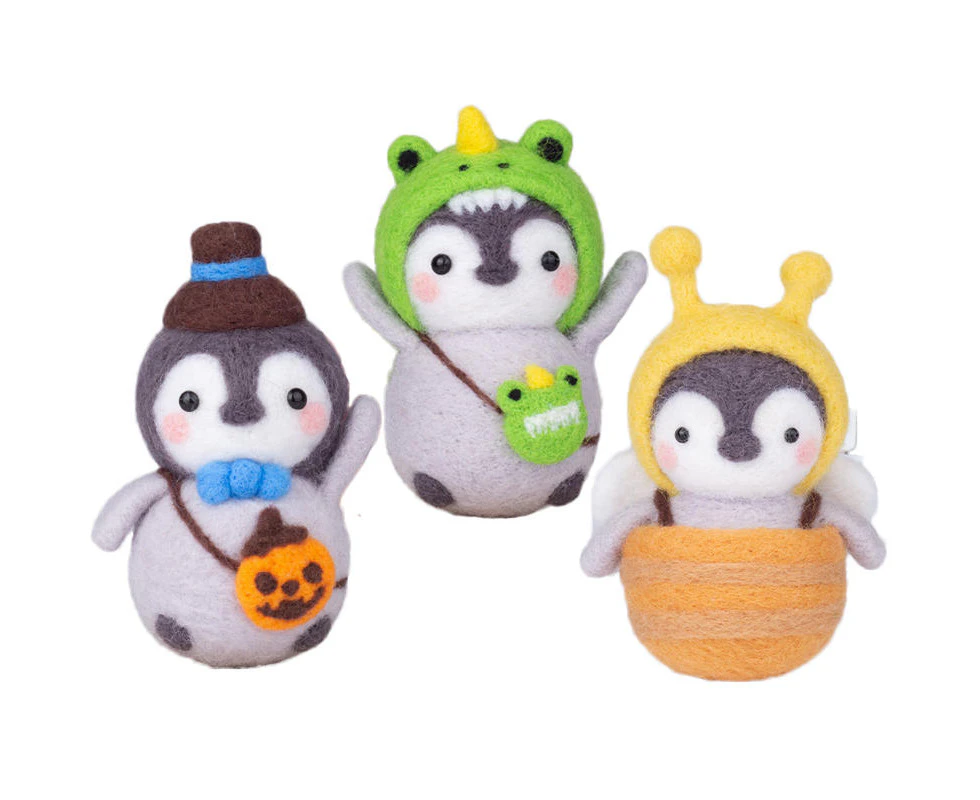 MadeSmart Penguin Doll Needle Felting Hand Spinning DIY Craft Materials Pack of 3-E