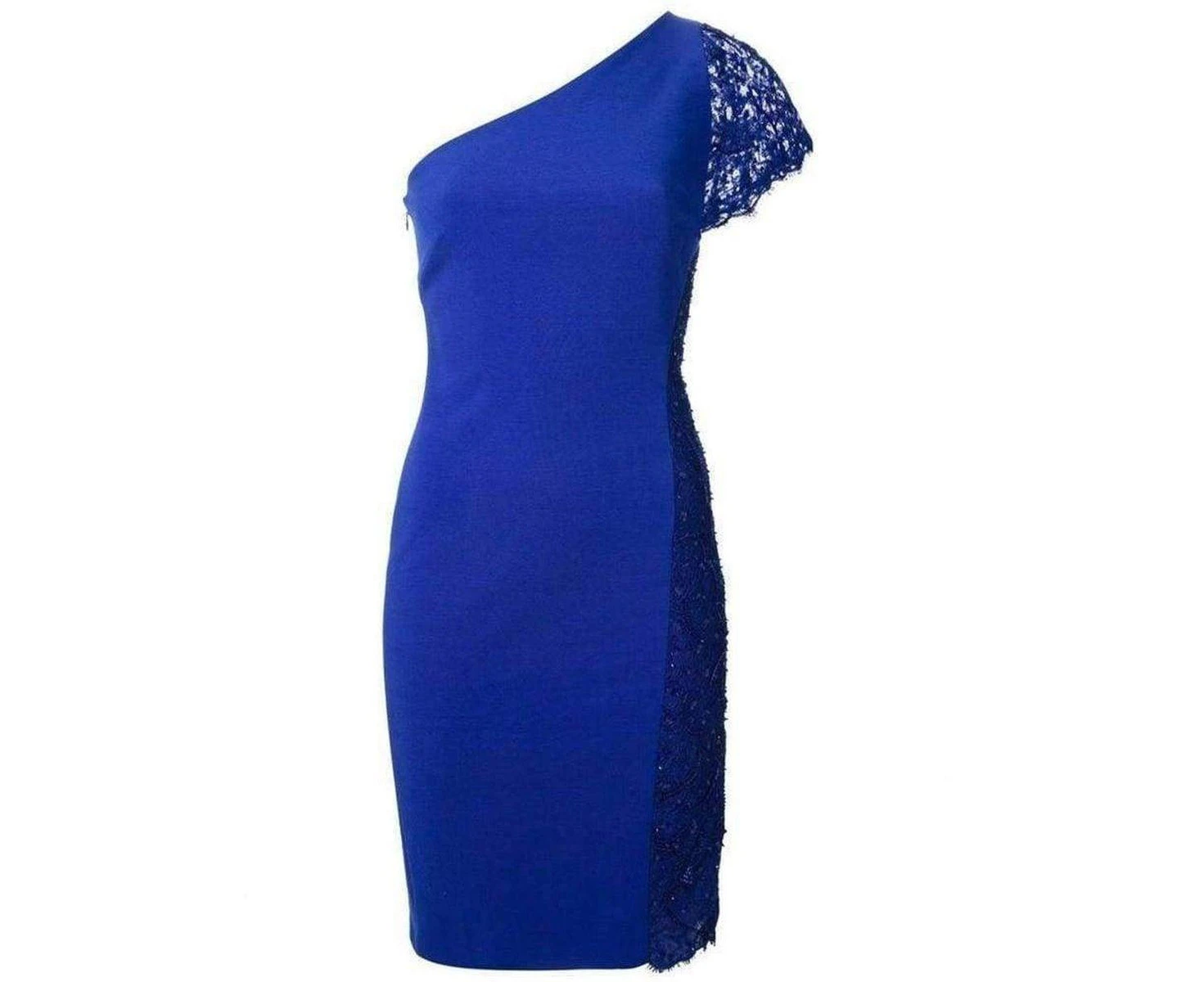 Emilio Pucci Cobalt Blue One Shoulder Silk Blend Dress