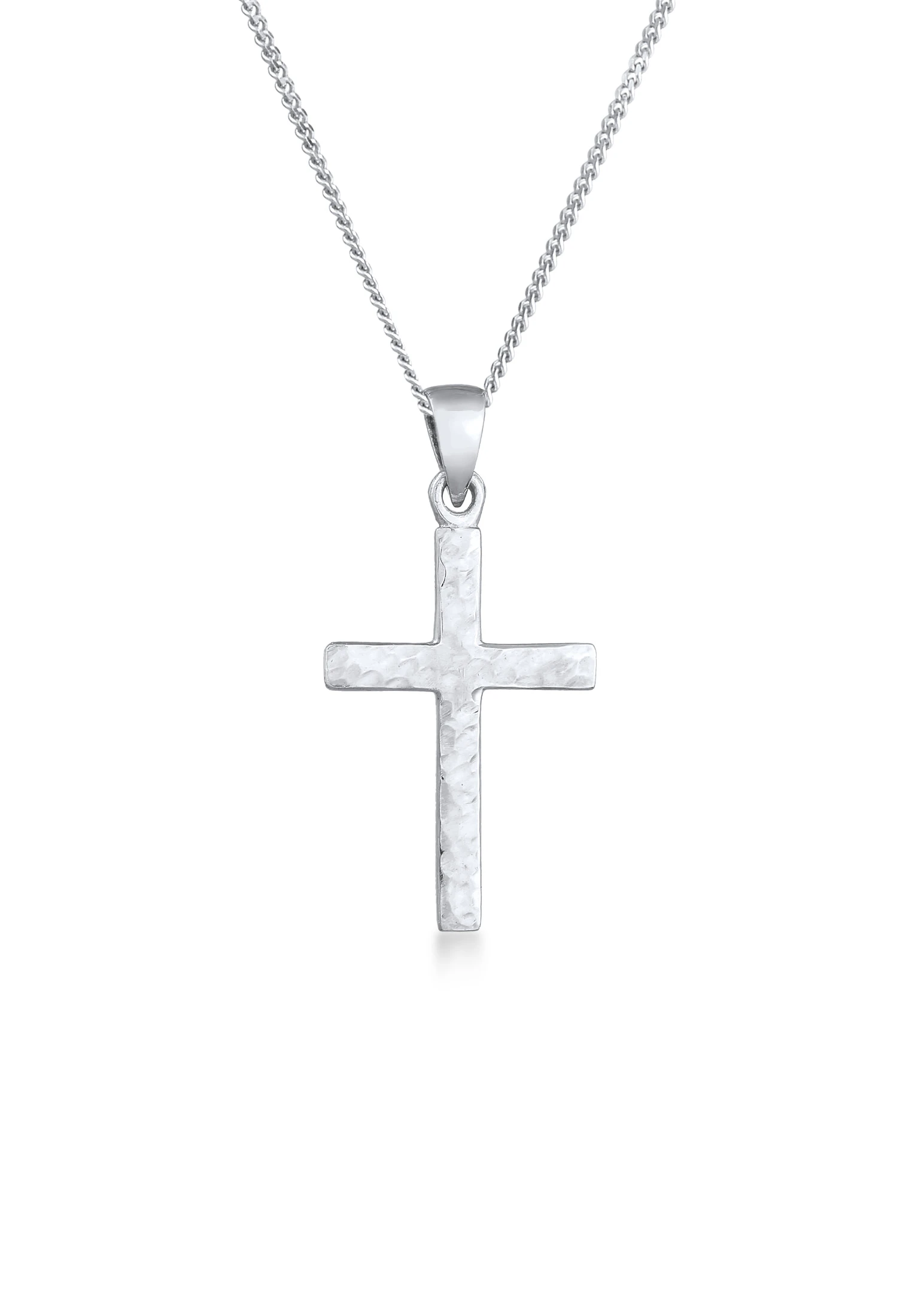 Elli Jewelry Women's Cross Pendant Structured In 925 Sterling Silver Necklace - Silver