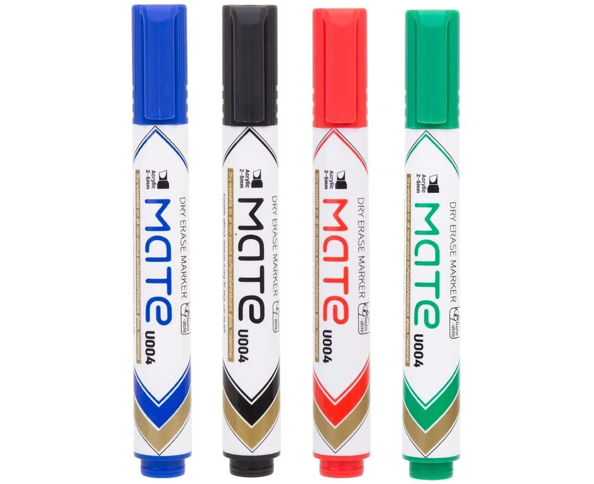 Deli EU00403 Refillable Dry Erase Whiteboard Marker 2-5mm Chisel Tip 4 Colours