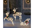 Bestier Set of 3 Outdoor Sleigh and Reindeer Christmas Ornament for Yard Lawn