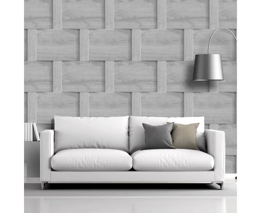 Debona Harrow Wood Panel Wallpaper Grey