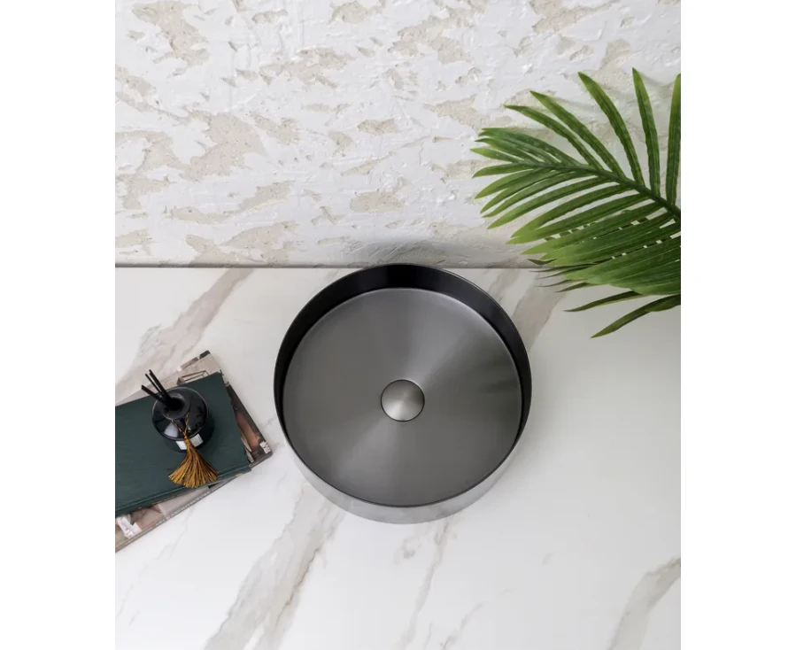 380*380*110mm Gunmetal Handmade Round Stainless Steel Above Counter Basin