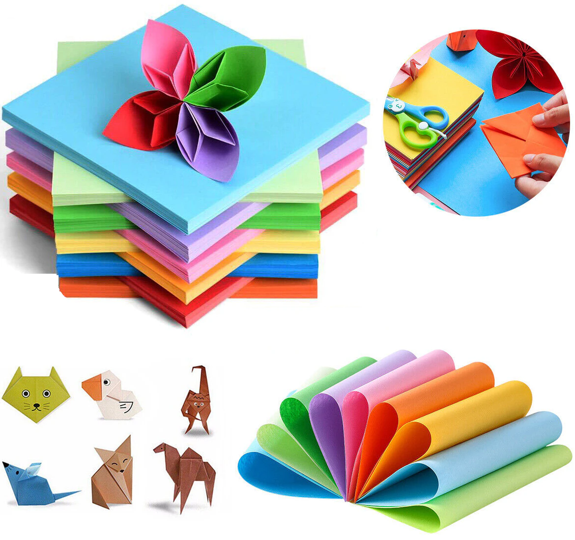 100 Sheets 15x15cm Mix 10 Colour Square Origami Folding Paper DIY Crafts Tools