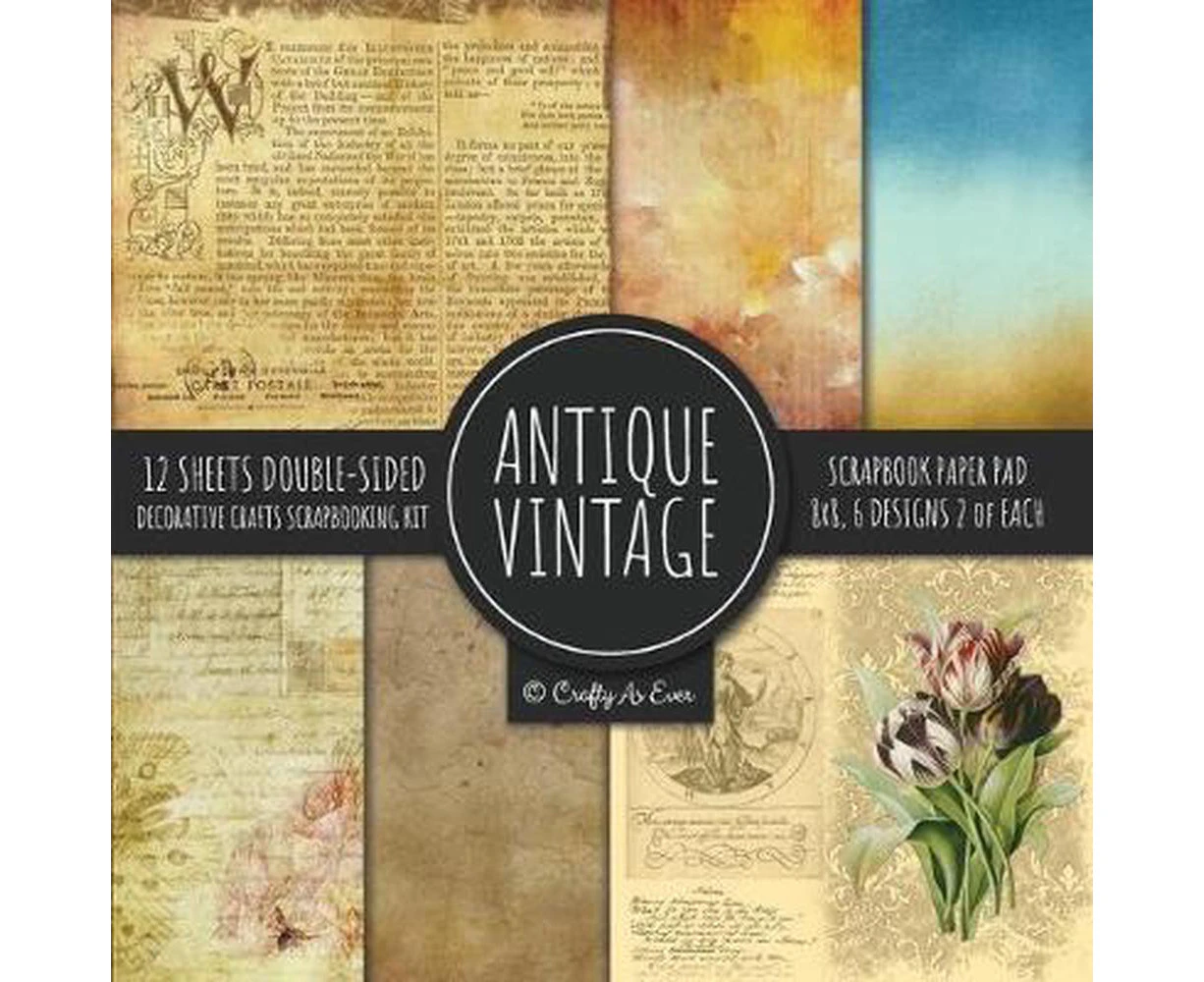 Antique Vintage Scrapbook Paper Pad 8x8 Decorative Scrapbooking Kit Collection for Cardmaking, Diy Crafts, Creating, Old Style Theme, Multicolor Designs