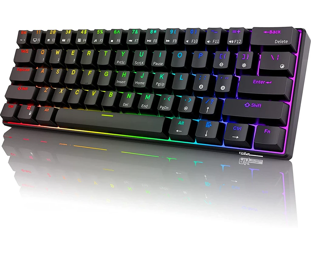 Royal Kludge RK61 Tri Mode 60% Hot Swappable Mechanical Gaming Keyboard Black (Blue Switch)