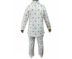 Womens PYJAMAS PJs Set Pajamas Ladies Cotton PJ Womens Long Sleeve Sleepwear - Blue