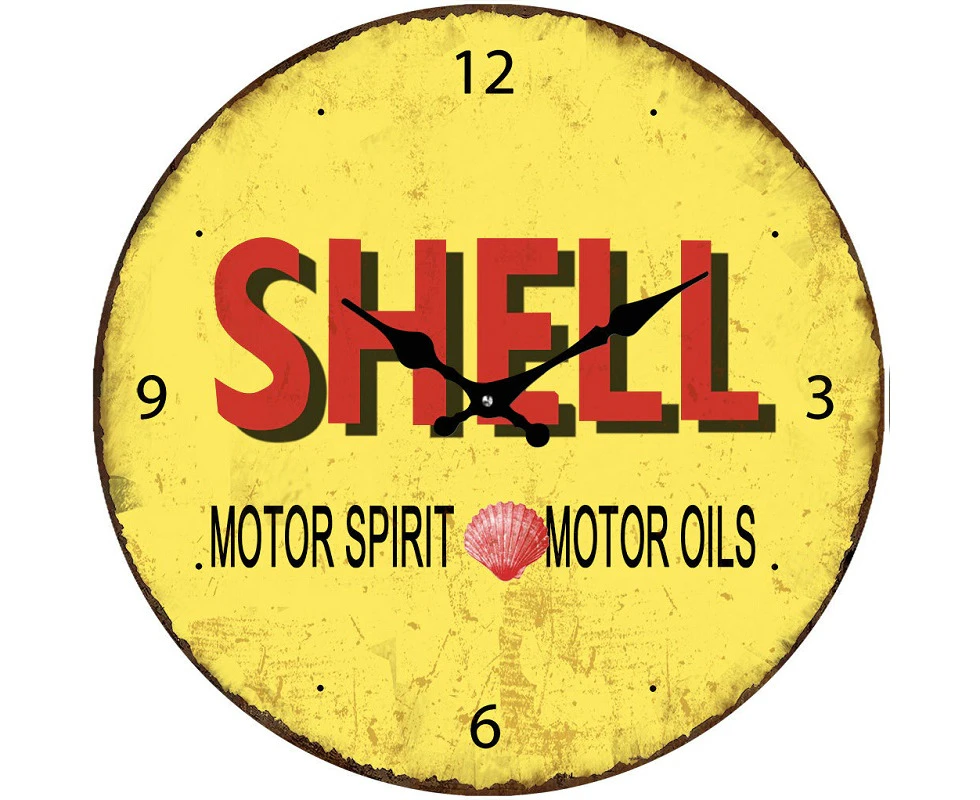 Shell Motor Spirit Glass Wall Clock 30cm