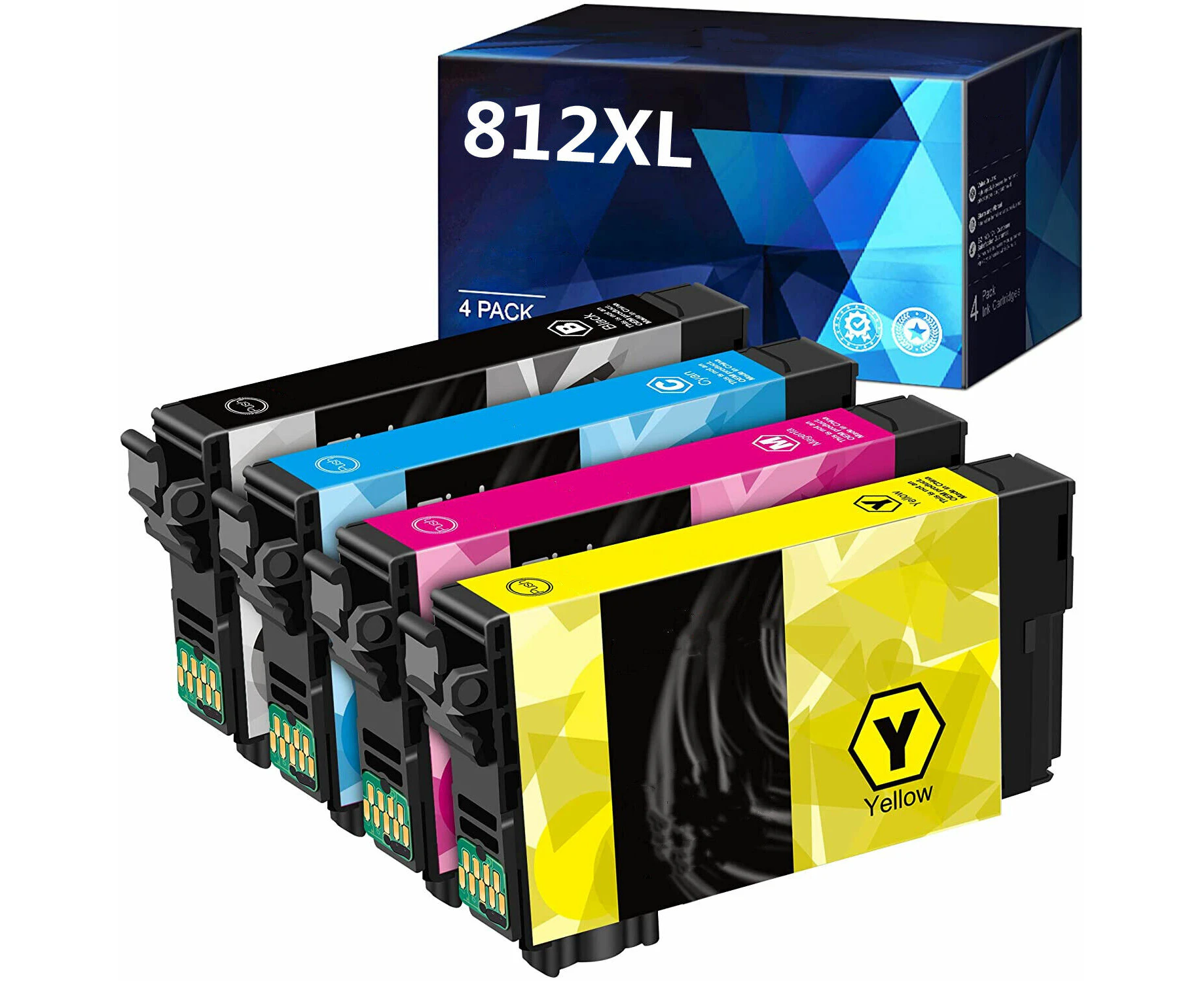 4 x 812XL 812 XL Ink Cartridge Compatible for EPSON WF3820 WF3825 WF4830 WF4835