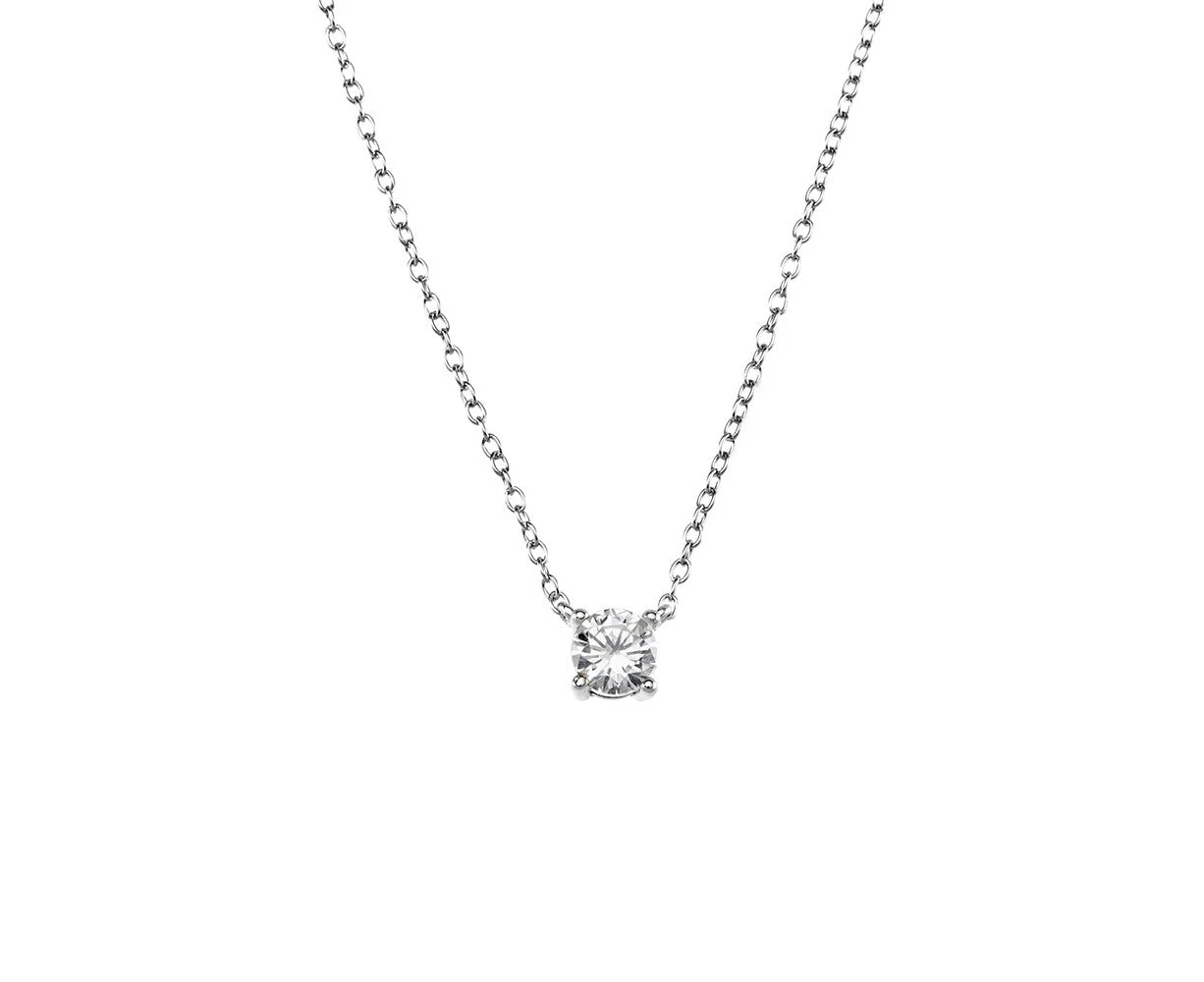 Sterling Silver 5mm Claw set CZ Necklace - Silver