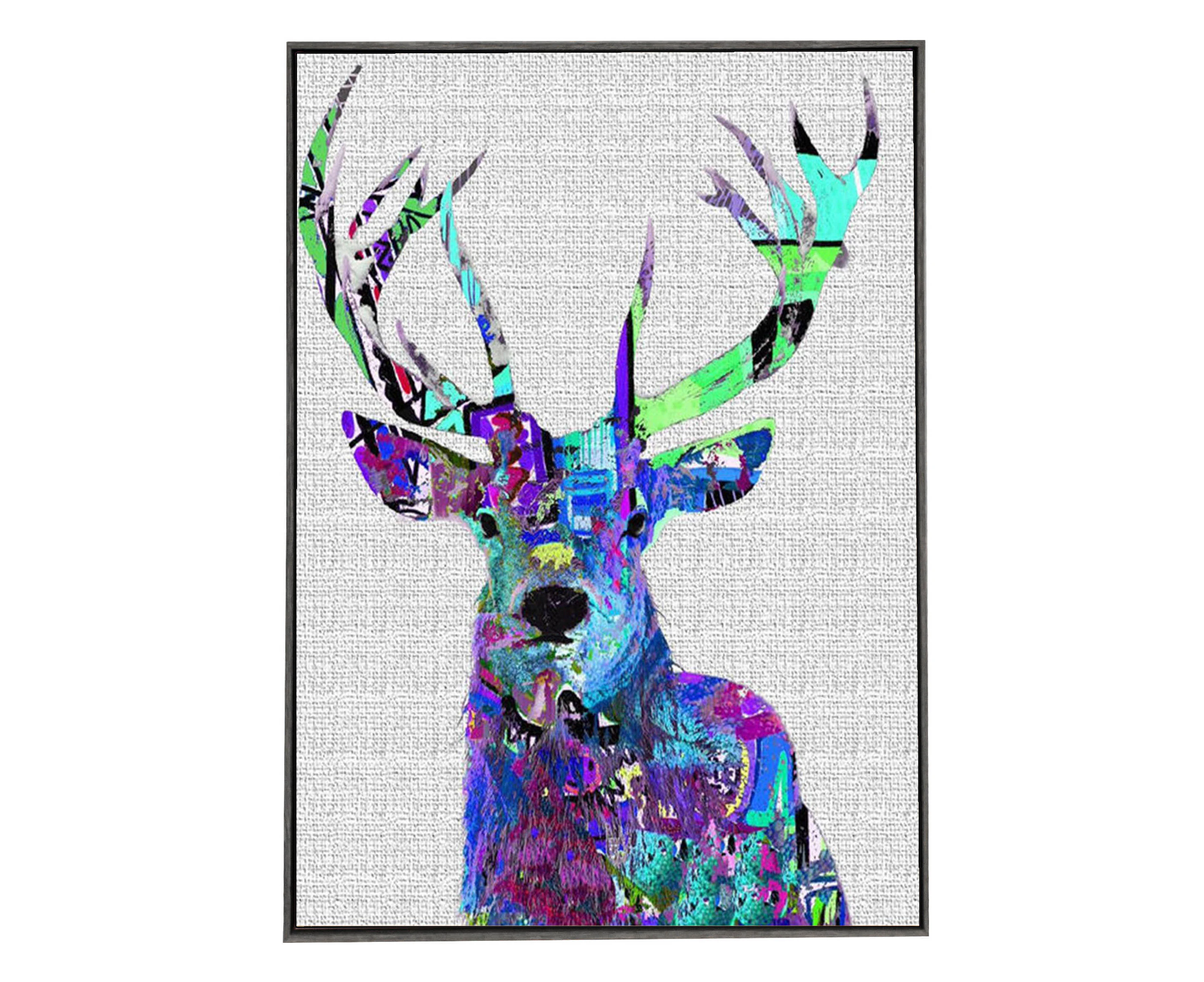 Artevo 115x85cm Dandy Deer Blue Canvas Wall Art