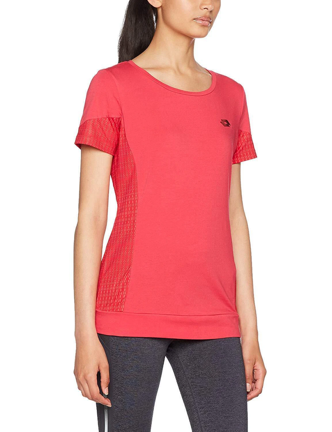 Lotto Women's Indy II Tee Shirt Sports Soccer Tennis Training - Red Rose