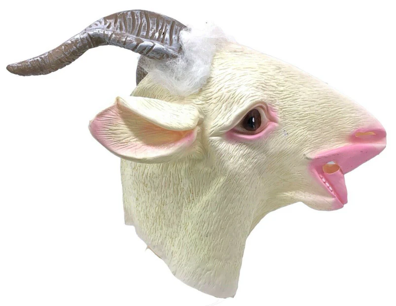 GOAT RUBBER MASK Latex Head Face Halloween Costume Party Animal Cosplay Sheep - White