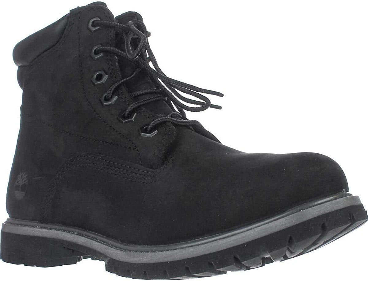 Timberland Women's Waterville 6 Inch Leather Waterproof Boot - Black Nubuck