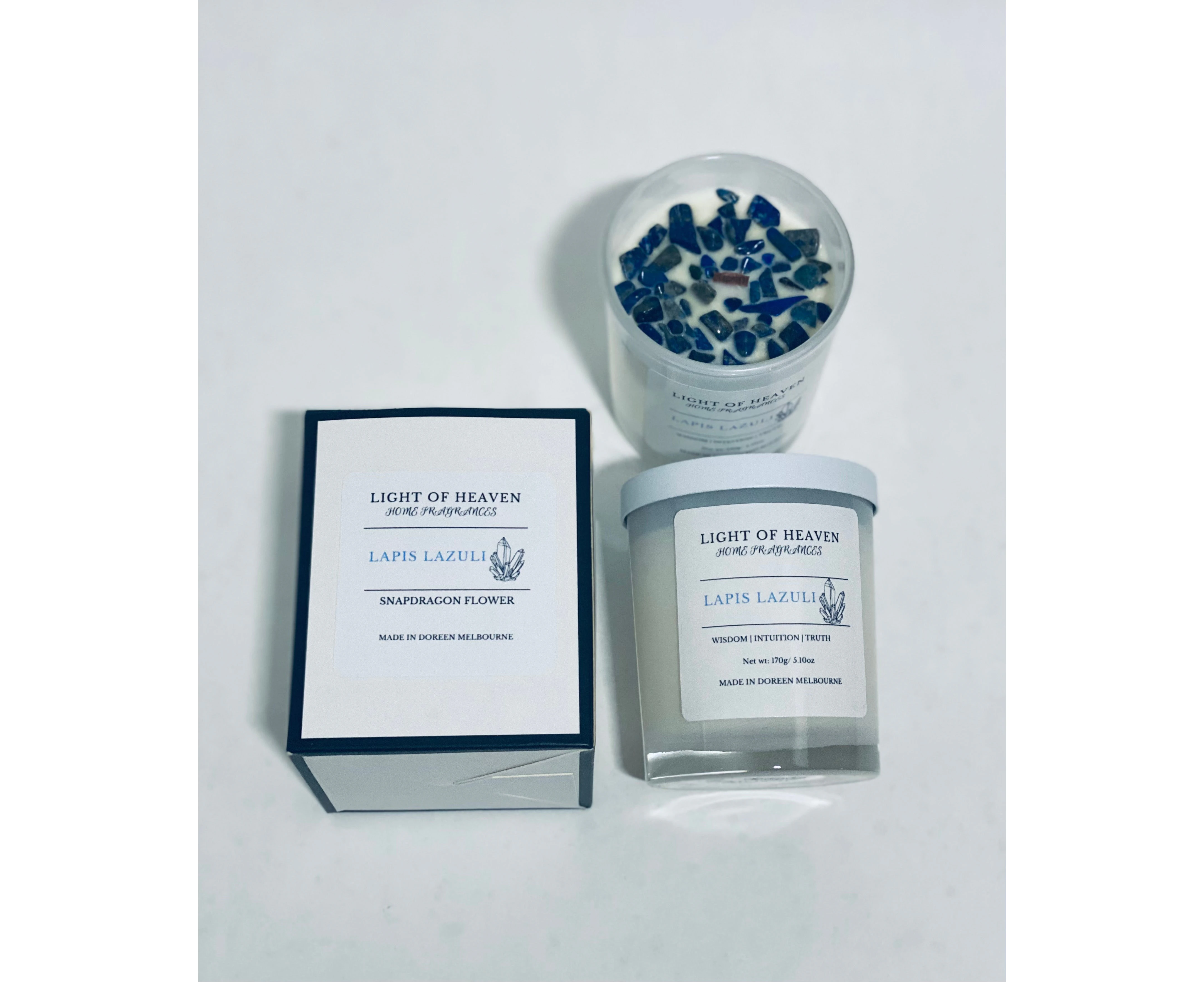 Lapis Lazuli Crystal Infused soy Wax Candle - Awareness