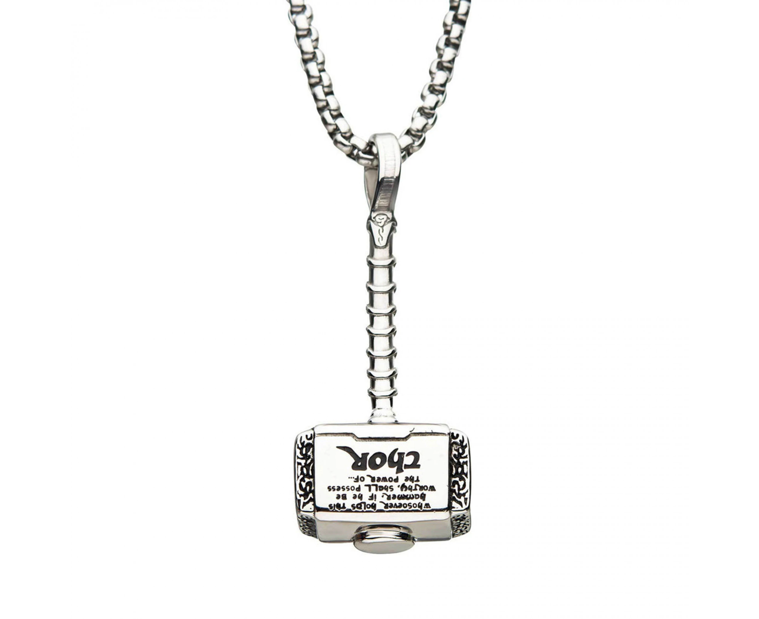 Marvel Comics Thor's Hammer Mjolnir Stainless Steel Pendant Necklace