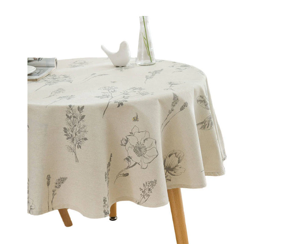 Bestier Print Round Tablecloth Cotton Linen Decorative Table Cover-Linen