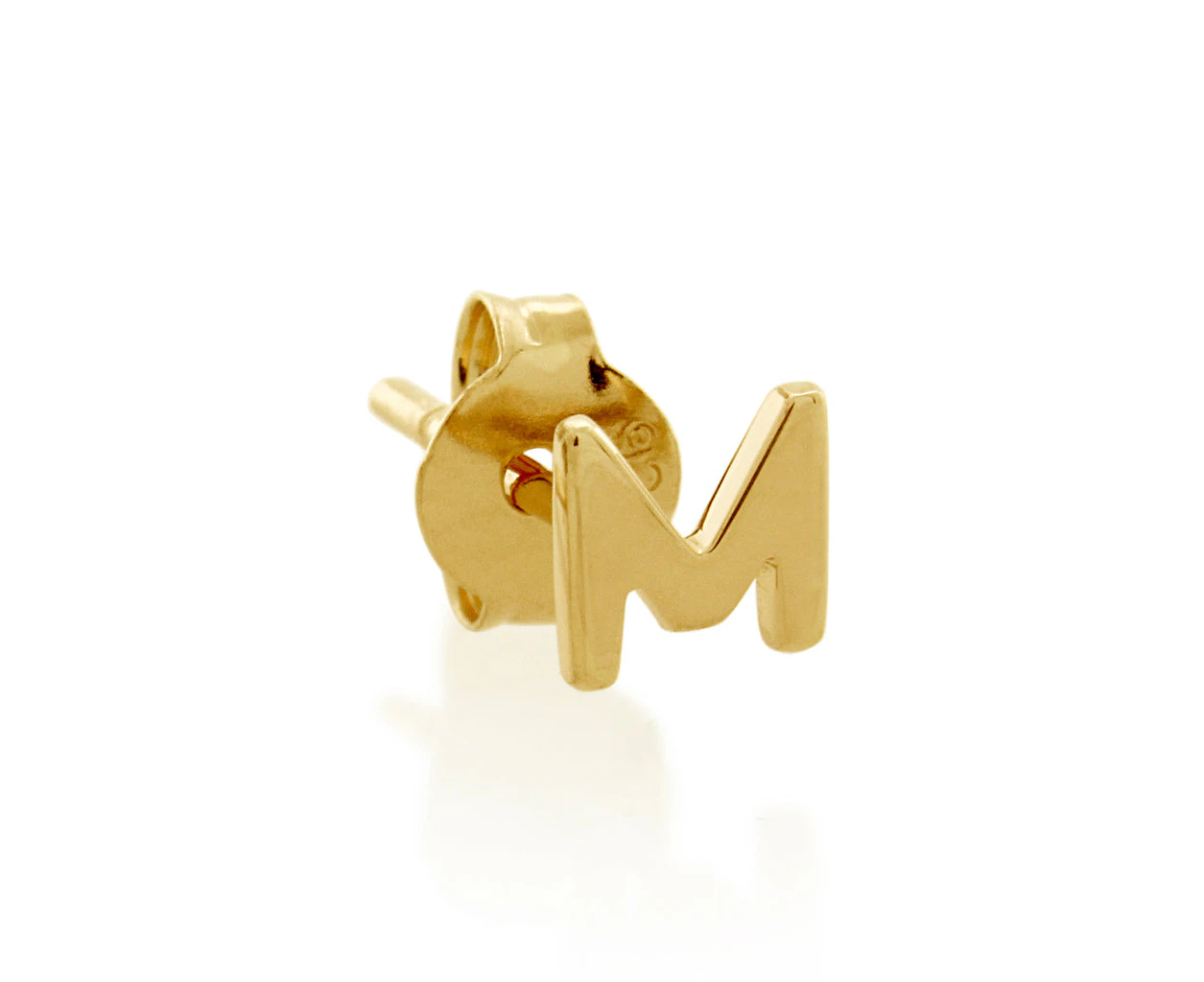 9ct Gold Petite Block Initial M Single Stud Earring