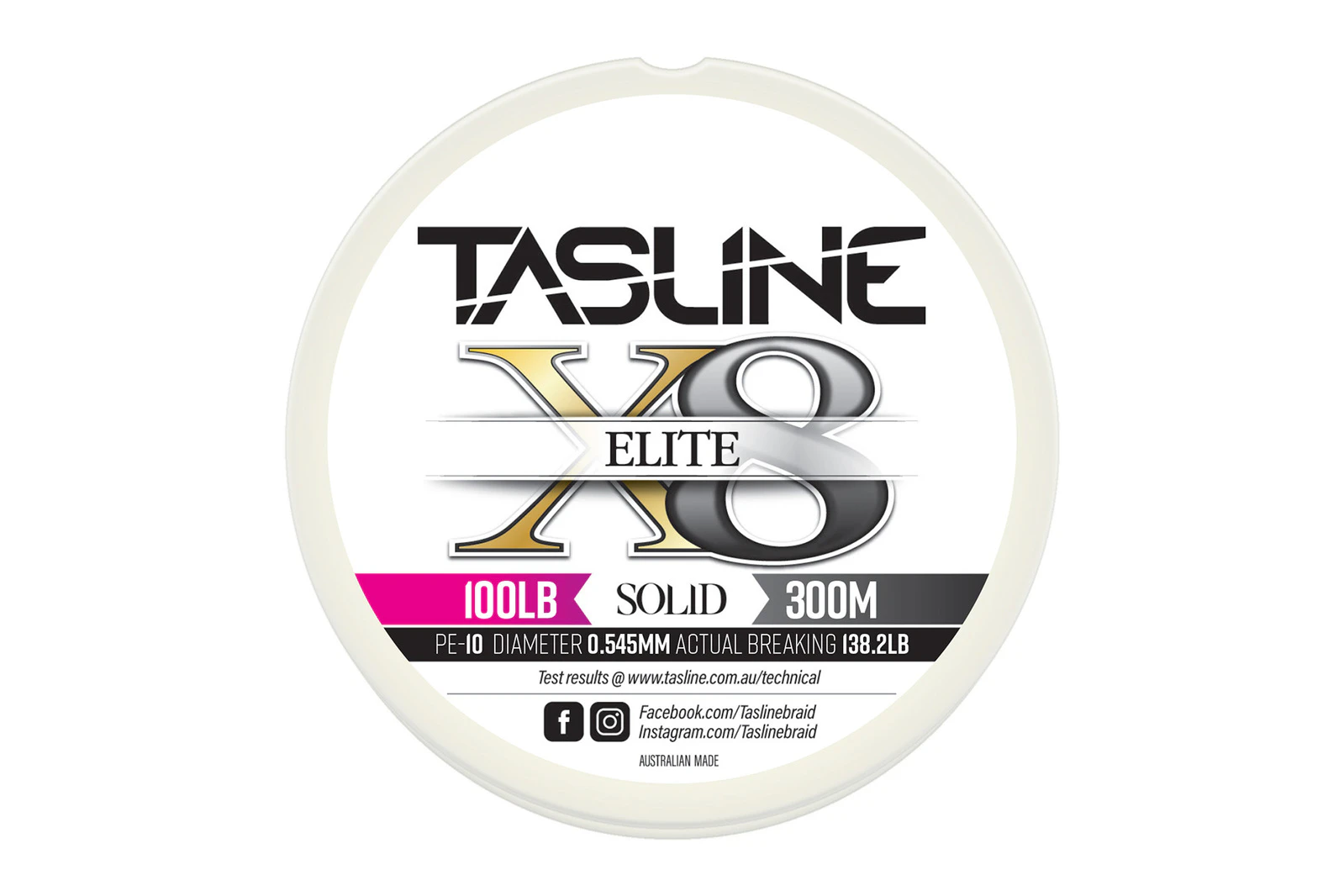 Tasline Elite White 300m Braid Fishing Line #100lb