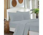 1000TC Ultra Soft Flat & Fitted Sheet  Set - Single/King Single/Double/Queen/King/Super King Size Bed - Silver