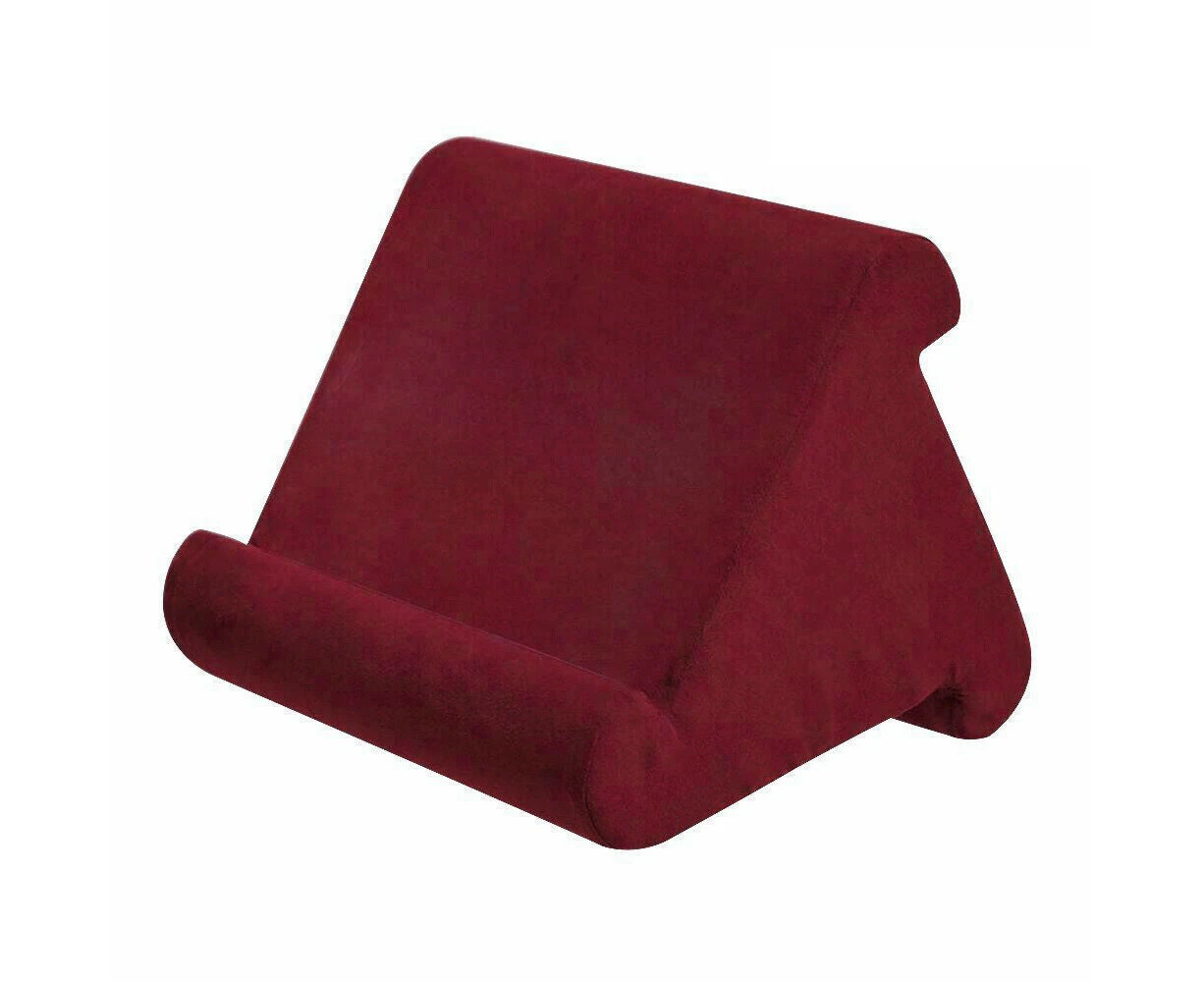 Tablet Pillow Stands For iPad Book Reader Holder Rest Laps Reading Cushion  - Wine Red