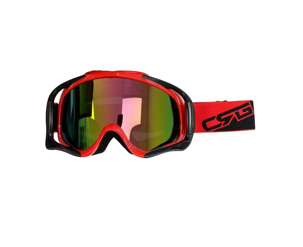 GSG Adult Red Goggles Tinted Lens Anti Fog For Motocross MX Sports Snow Skiing