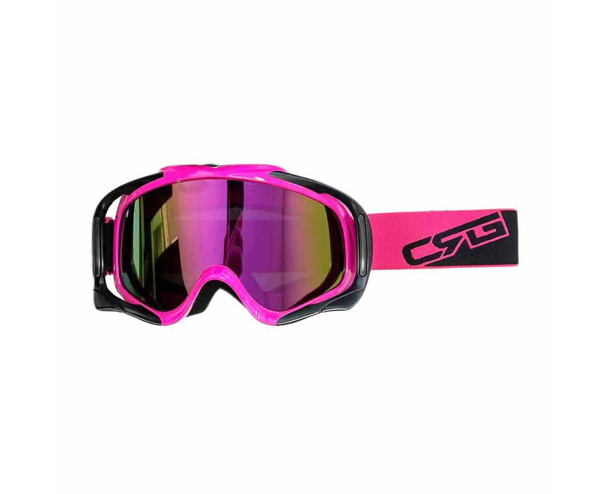 GSG Adult Pink Goggles Tinted Lens Anti Fog For Motocross MX Sports Snow Skiing