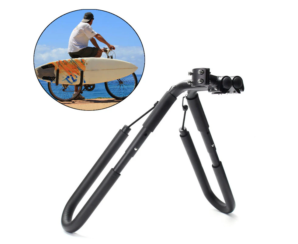 BIKIGHT Move By Bike Adjustable Black Aluminum Surfboard Rack Bicycle Surfboard Rack Door Holder